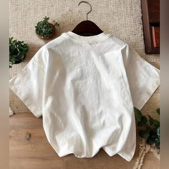 LAST PHOTO BELLA IS NOT IN BLACK LETTER. White and Pink 'Ciao Bella' tee - Picture 3 of 7